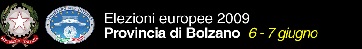 Elezioni europee 2009 - Provincia di Bolzano | 6 - 7 giugno | Ministero dell'Interno - Repubblica Italiana