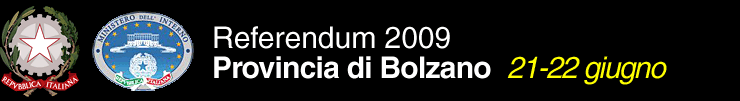 Referendum 2009 - Provincia di Bolzano | 21 - 22 giugno | Ministero dell'Interno - Repubblica Italiana