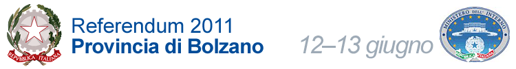 Referendum 2011 - Provincia di Bolzano | 12–13 giugno | Ministero dell'Interno - Repubblica Italiana